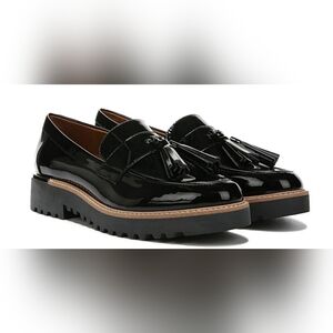 Franco Sarto Carolynn Tassel Loafers – Black Patent – Size 9